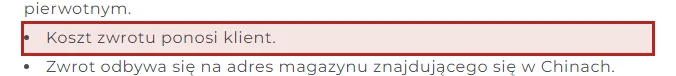 Kto ponosi koszt zwrotu